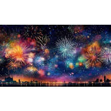 Rompecabezas de 500 piezas de confeti y fuegos artificiales para celebrar el Año Nuevo - Feliz Nochevieja