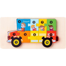 Dinosaur Puzzles for Kids Ages 3-5 Wooden Dinosaur Bones Puzzles for Toddlers 2-4 Educational Toys Gifts for 2-5 Year Old schoolbus 1pcs