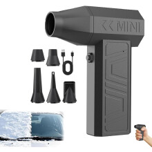 Kabellose Mini-Turbo-Schneefräse mit 130.000 U/min, 5-in-1-Düsen, 3 Geschwindigkeitsstufen, USB-Aufladung, Schwarz