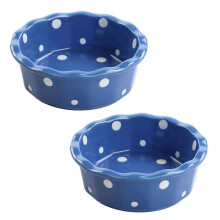 Small Round Ceramic Pie Pan Set of 2, 400ml Colorful Baking Dish Plates, Blue 15x15x5cm