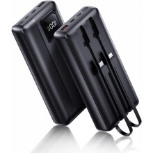 Powerbank 40000mAh understøtter PD 30W QC4.0 hurtigoplader indbygget kabel LED