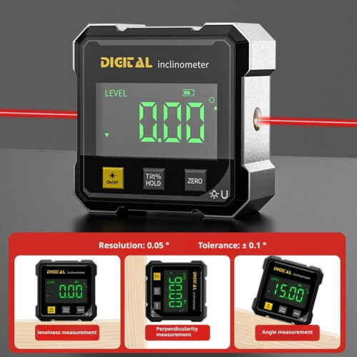 Digital Angle Finder with Electronic Laser, 4 Side Magnetic Cube Inclinometer Protractor 2