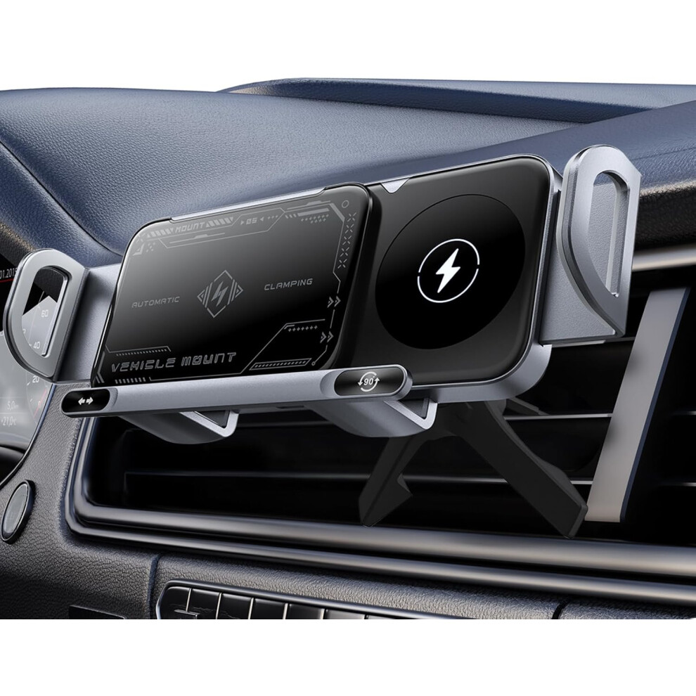 15W Fast Wireless Charging Car Mount - Auto Clamping Phone Vent Charger Holder For Iphone Android 3233223047485