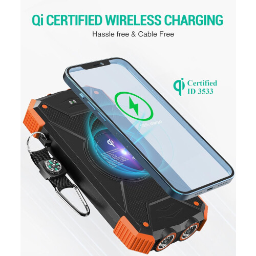 Φορητή Ασύρματη Φορητή Ηλιακή Ενέργεια 10000mAh PD 20W Γρήγορης Φόρτισης με Φακό 1