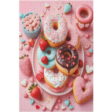 500 brikker donut kaffe jordbær frugt hjerte slik fantasi puslespil - puslespil til voksne familie ven gave