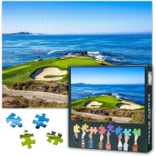 1000-palainen Pebble Beachin golfkenttä, Kalifornian rannikon palapeli - Maisemataulu, sininen taivas, merinäköala, koti