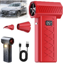 Upgraded 6-Gear LED Turbo Snow Blower, Adjustable Power for Car, Home, Keyboard, Computer, Red