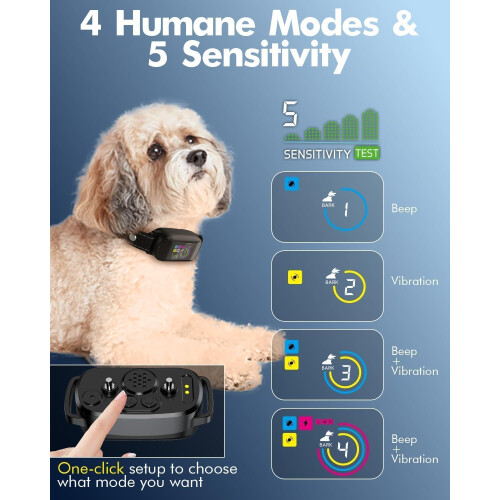 Dog Bark Collar Large Medium Small Rechargeable 5 Sensitivity Humane Beep 2