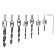 Mehrzweck-Senkbohrer-Set, Industriequalität, dreizackiges Design, verstellbare Senkhülse für schnellen Wechsel, 7-teilig (3 mm bis 10 mm)
