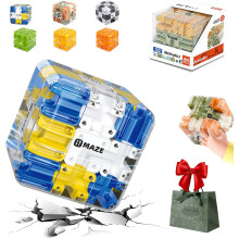 3D-Kugel-Labyrinthwürfel, Neuer großer Labyrinth-3D-Puzzlewürfel – Klar, Transparent, Blau