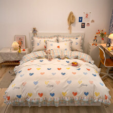 Soft Cotton Duvet Cover Set Zipper Closure Inside Ties for Bedroom Modern Style Blue Plaid Design Reversible Geometric Pattern Queen Size Bedding Prac