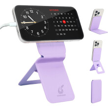 Magsafe telefontartó iPhone 16 12-hez, mágneses, összecsukható állvány szögállítással, lila