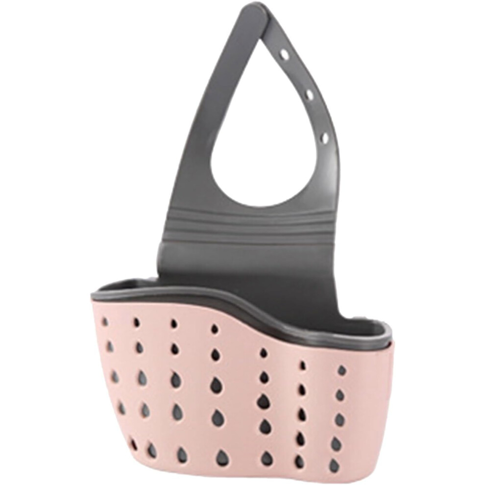 Snap-On Sink Drainer Hanging Basket, Adjustable Strap And Drain Holes, Space Saving, Pink 3233223031279