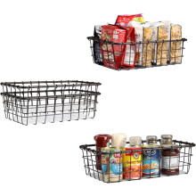 4 Pack Large Wire Baskets, 15" x 9" Metal for Pantry Organizers, Kitchen Bathroom Office, Bronze