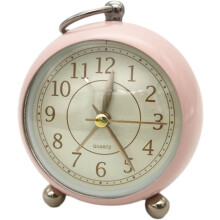 Vintage Style Alarm Clock with Night Light 4.3 inch, Silent Analog Battery Bedside Table