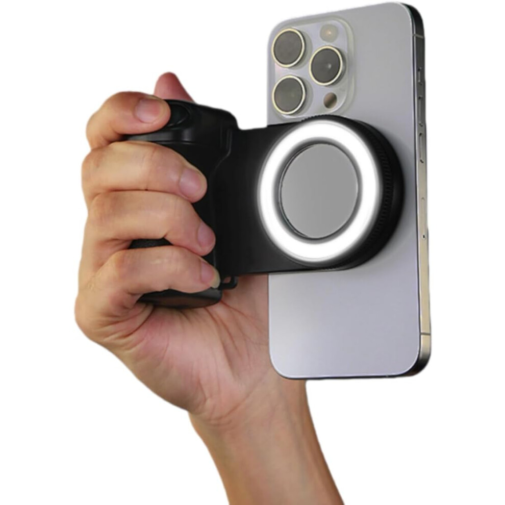 Magnetyczny Uchwyt Do Telefonu Z Lampą Do Selfie, Uchwyt Do Smartfona, Pilot Do Migawki-image