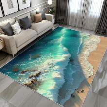Waves Beach 2x3 Small Ocean Seaside Rug 3D Effect Washable Non-Slip