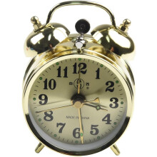 Gold Wind Up Alarm Clock Horse Shoe Classic, Vintage Double Bell Manual Old Fashion