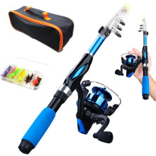 Kids Fishing Pole 4PCS Set, Telescopic Portable Mini Starter Ceramic Guide Ring Fiberglass