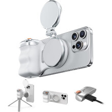 Kit luce per selfie con impugnatura magnetica e luce LED a 360 con otturatore wireless e supporto per telefono