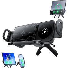Supporto per telefono da auto e caricabatterie wireless intelligente 2 in 1 con rotazione automatica - Ricarica rapida da 15 W, pieghevole