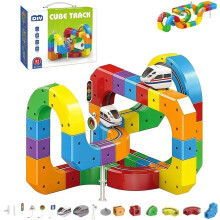 DIY Cube Trackle Train Toy 3D Electric Magnetic Infinity Race Car Tracks