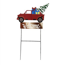 Seasonal Welcome Decoration, Brightly Colored Outdoor Garden Stake For Gardens, Parties Festivals And Birthdays, Rustic Metal Truck Yard Sign Durable