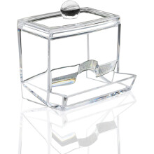 Rangement pour cosmétiques et maquillage pour coiffeuses modernes, contenant transparent avec surface facile à nettoyer pour cotons-tiges et
