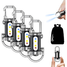 Bærbar genopladelig nøgleringslommelygte, 7 tilstande 1200 lumen vandtæt powerbank