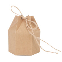 Sechseckige Papierboxen für DIY-Geschenkverpackungen, Kraftpapierboxen mit Naturhanfseil, elegantes sechseckiges Design für Gastgeschenke bei