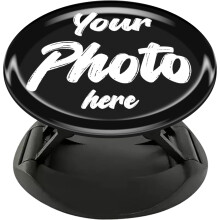 Supporto per telefono personalizzato con faccia di animale domestico, supporto pieghevole in acrilico con foto, regalo nero