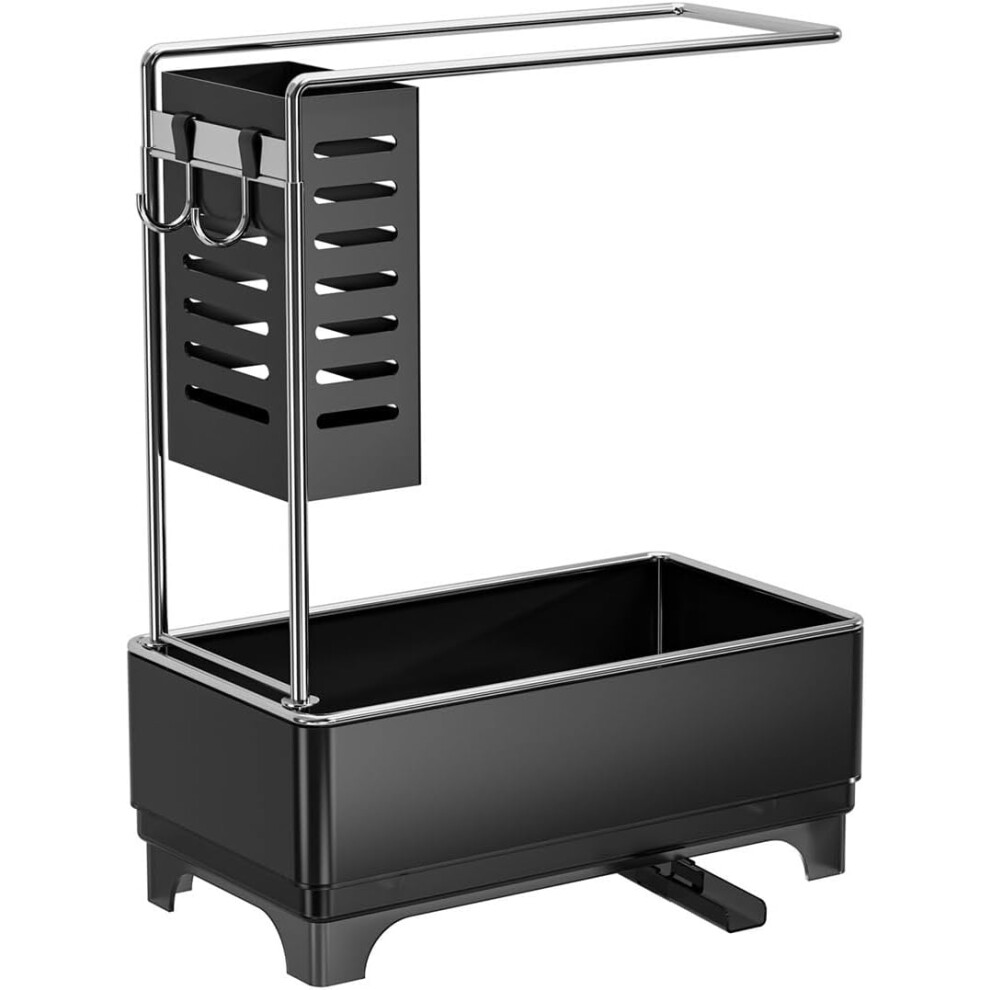 Sponge Holder For Kitchen Sink, Kitchen Sink Caddy With Soap Dispenser And Towel Bar, Black 3233223030791