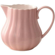 Keramisk Blomstersaucekande Kaffe Mælkekande Sovsgryde med Håndtag, Lyserød