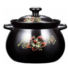 Ceramic Casserole Dish with Lid, Clay Dutch Oven for Soup, Stew, Bibimbap, Milk, 3.5L Black