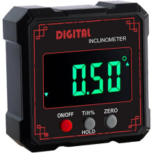 Medidor de ângulo digital de alta precisão, com visor LCD e classificação IP54 de resistência à água, ideal para trabalhos em madeira.