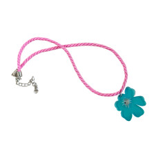 Fashionable Blossoms Pendant Necklace In Sturdy Cord-Blue