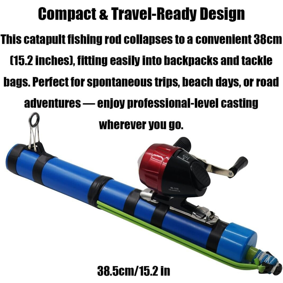 Canne à Pêche Télescopique Clianle - Catapulte Portable Pour Eau Douce Et Salée, 38 Cm Compacte, Facile à Transporter