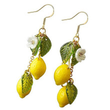 Fashionable Lemon Ear Jewelry Vibranting Yellow Fruit-2