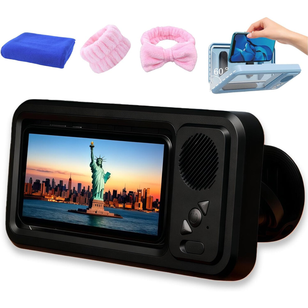 Waterproof Shower Phone Holder With Bluetooth Speaker - Ipx4, 360 Rotation, Enhanced Sound, Black 3233223044675
