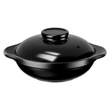 Korean Stone Pot 1.3L Clay Casserole Dish with Lid for Bibimbap and Stew, Heat Retention
