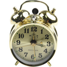 Vintage Gold Bell Loud Alarm Clock for Heavy Sleepers, Mechanical Wind Up Spring 7 cm