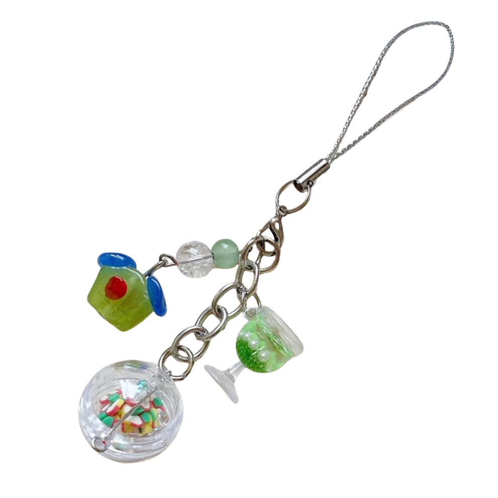 Playful Ice Inspired Phone Charm- Hanging Rope Cream/Green 7696001145463