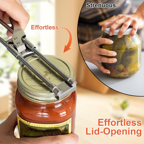 Adjustable Stainless Steel Jar Opener, Multi functional Lid Can Bottle Openers Weak Hands 1