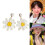 Large Flower Hoop Earring Statement Spikes-Blue straw starfish 3