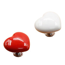 Bouton de pression de toilette en forme de cœur-Rouge et blanc