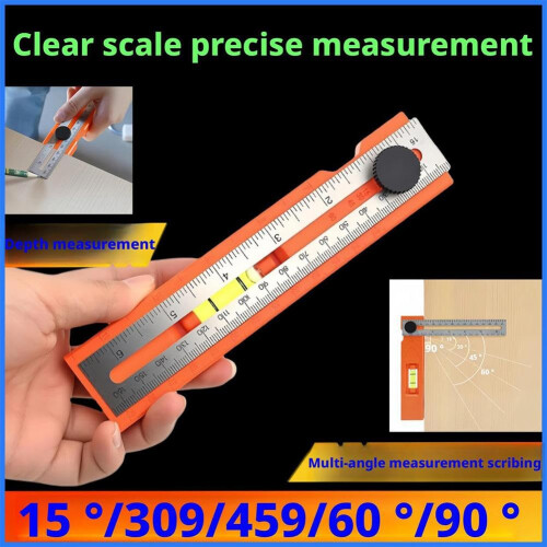 Adjustable Positioning Marking Protractor Tool, Multi Angle Foldable Depth Ruler Spirit Level 2