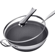 316 Stainless Steel Nonstick Frying Pan, Honeycomb Surface, Large 32cm for Induction Cooker