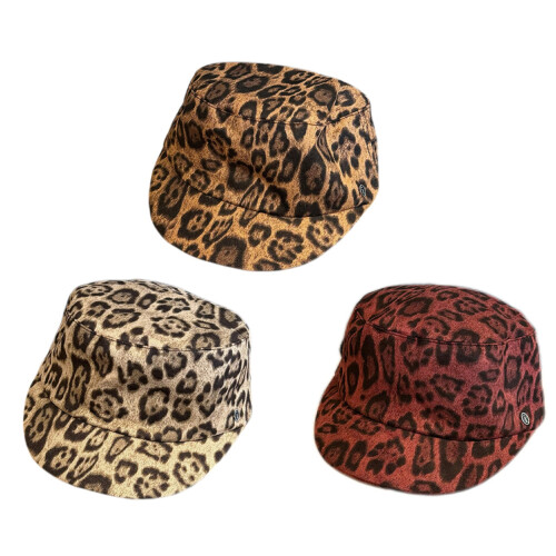 Breathable Leopard Pattern Beret Cap Comfortable Faux-Claret 1