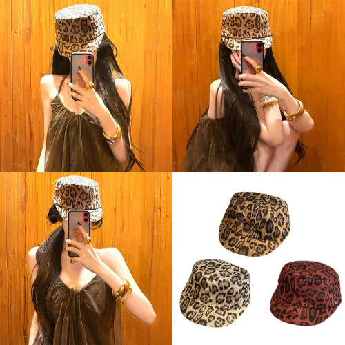 Breathable Leopard Pattern Beret Cap Comfortable Faux-Claret 2