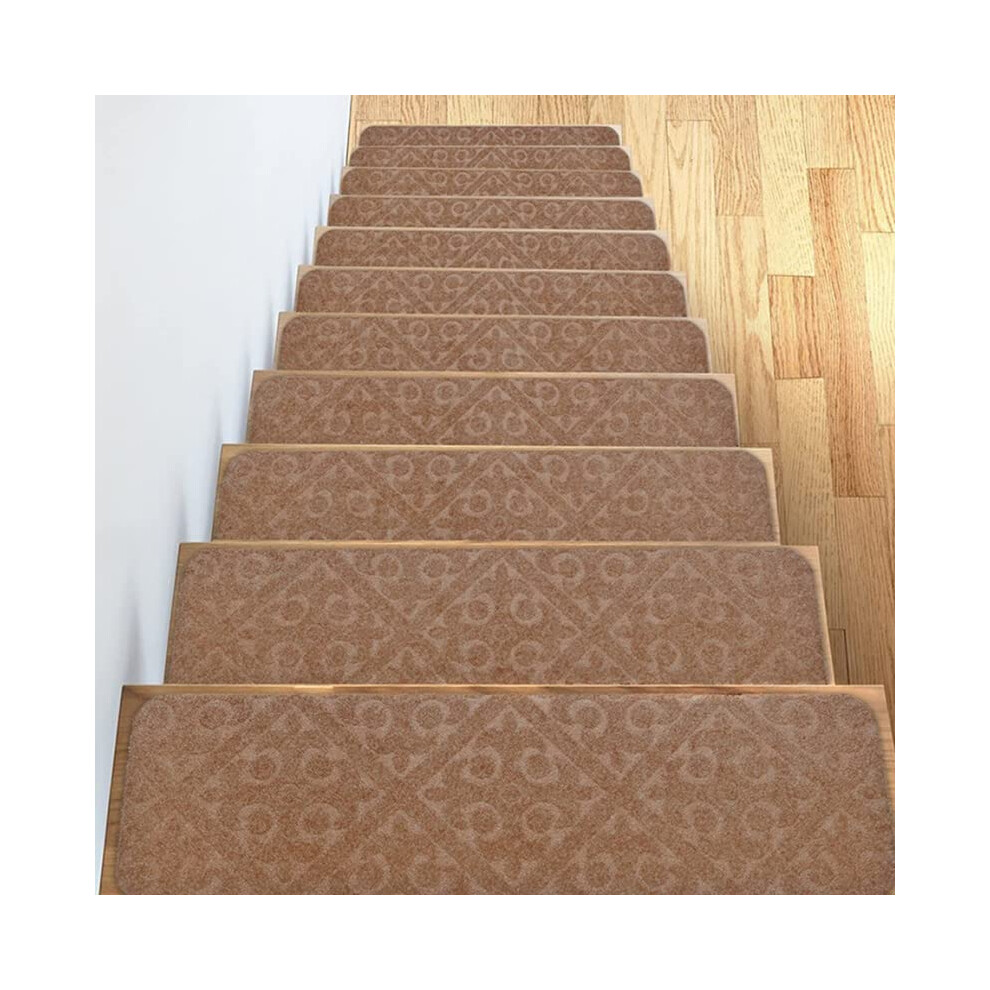 NonSlip Stair Treads 30x8in SelfAdhesive Mats for Kids Safety, Washable 4 Pack Khaki